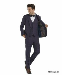 Tazio Men's 3 Piece Skinny Fit Suit - Bold Plaid -Empire Shop m353sk 03 01 46662.1634260455