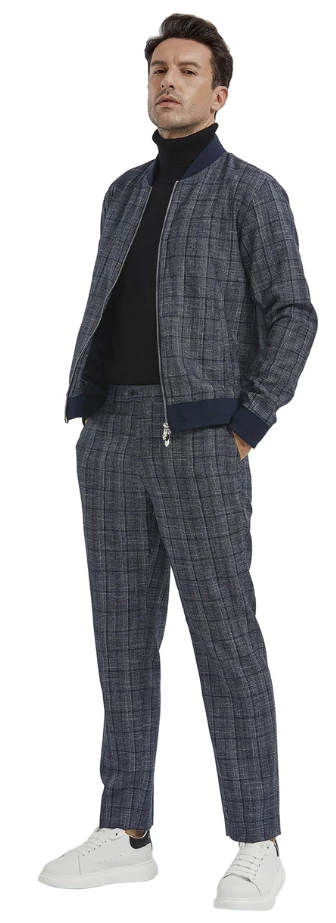 Tazio Men's 2 Piece Track Suit Set- Glen Plaid Pattern 3 Tazio Men's 2 Piece Track Suit Set- Glen Plaid Pattern