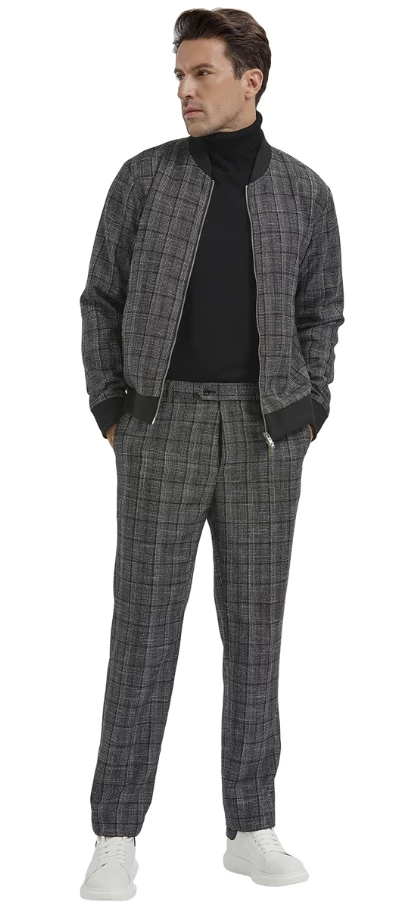 Tazio Men's 2 Piece Track Suit Set- Glen Plaid Pattern 4 Tazio Men's 2 Piece Track Suit Set- Glen Plaid Pattern - Image 2