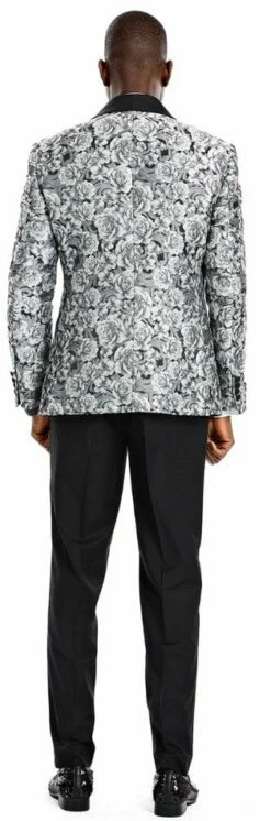 Tazio Men's 4 Piece Skinny Fit Suit - Two Tone Paisley -Empire Shop m363 back opt