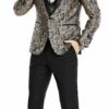 Tazio Men's 3 Piece Skinny Fit Suit - Gold Paisley 1 Tazio Men's 3 Piece Skinny Fit Suit - Gold Paisley -Empire Shop m367sk 03 opt