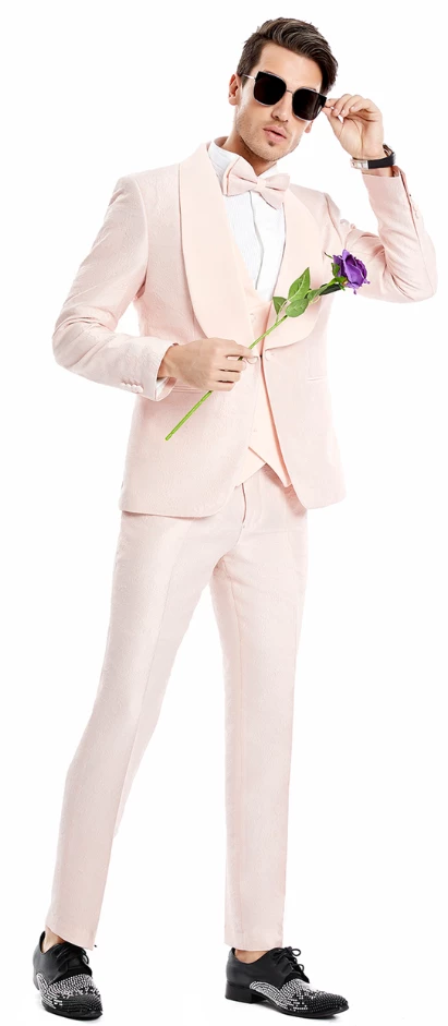 Tazio Men's 3 Piece Skinny Fit Suit - Wide Shawl Lapel 3 Tazio Men's 3 Piece Skinny Fit Suit - Wide Shawl Lapel