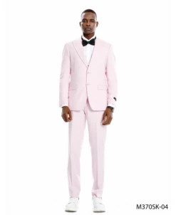 Tazio Men's Outlet 3 Piece Skinny Fit Suit - Lighter Tones -Empire Shop m370sk pink