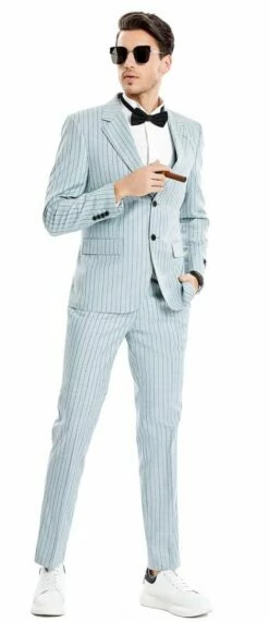 Tazio Men's 3 Piece Skinny Fit Suit - Tone On Tone Pinstripe -Empire Shop m371sk 01 opt