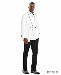 Tazio Men's 2 Piece Skinny Fit Suit - Dark Trim Paisley