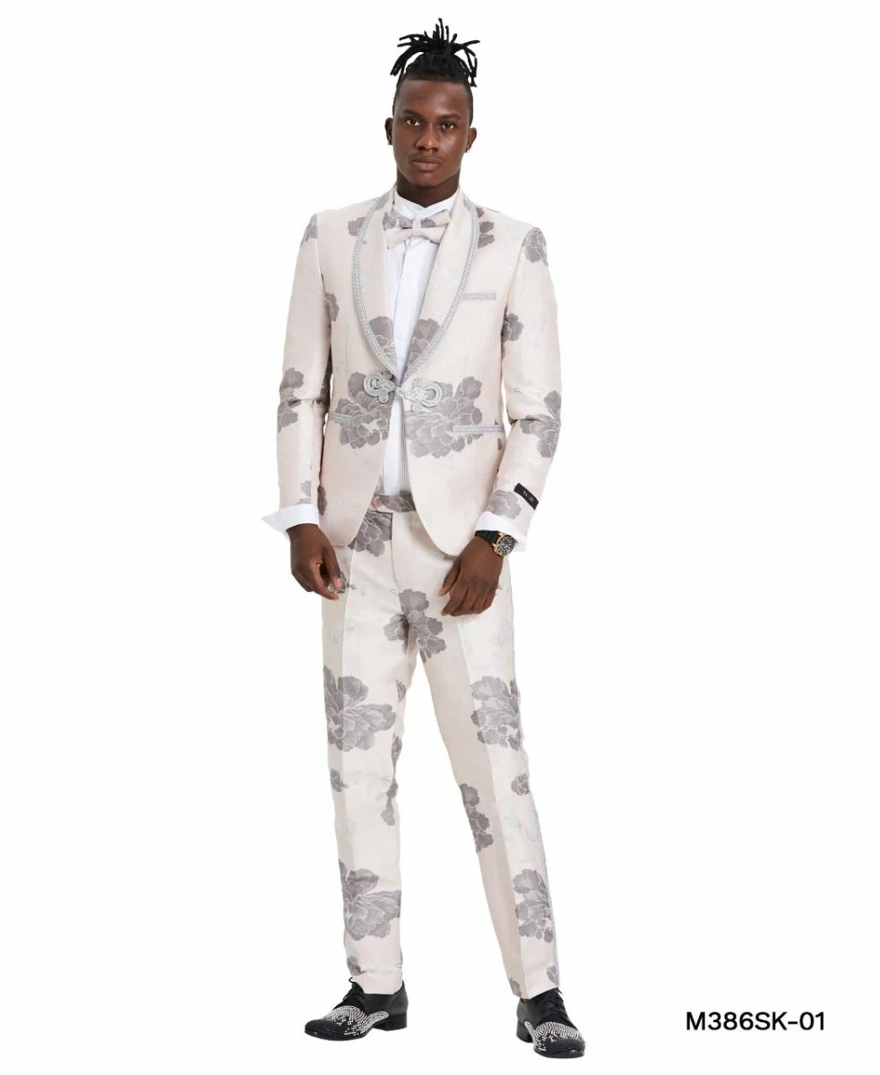 Tazio Men's 2 Piece Skinny Fit Suit - Floral Design 3 Tazio Men's 2 Piece Skinny Fit Suit - Floral Design