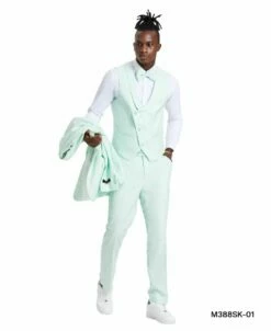 Tazio Men's 3 Piece Skinny Fit Suit - Polka Dot