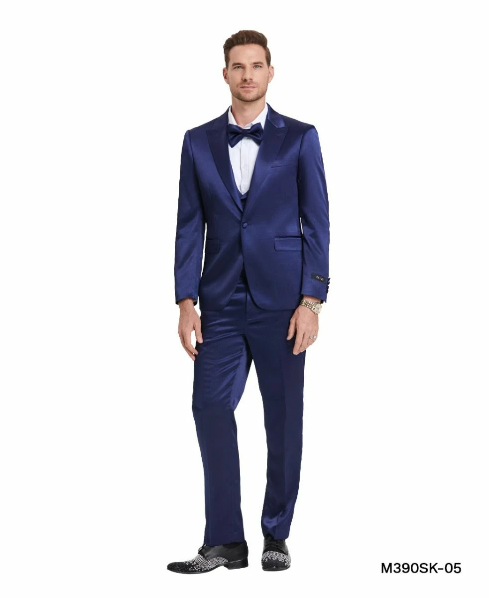 Tazio Men's 3 Piece Skinny Fit Suit - Sharkskin 7 Tazio Men's 3 Piece Skinny Fit Suit - Sharkskin - Image 5