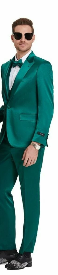 Tazio Men's 3 Piece Skinny Fit Suit - Sharkskin 15 Tazio Men's 3 Piece Skinny Fit Suit - Sharkskin -Empire Shop m390sk 07