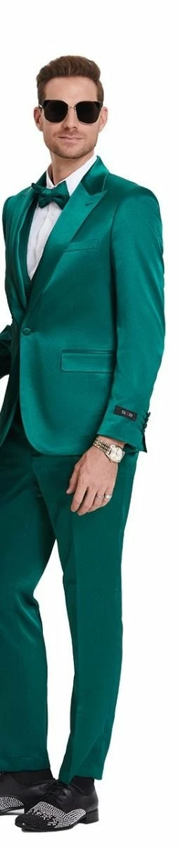 Tazio Men's 3 Piece Skinny Fit Suit - Sharkskin 9 Tazio Men's 3 Piece Skinny Fit Suit - Sharkskin - Image 7