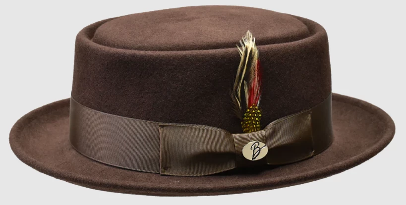 Bruno Capelo Men's Porkpie Style Wool Hat - Bold Ribbon 4 Bruno Capelo Men's Porkpie Style Wool Hat - Bold Ribbon - Image 2