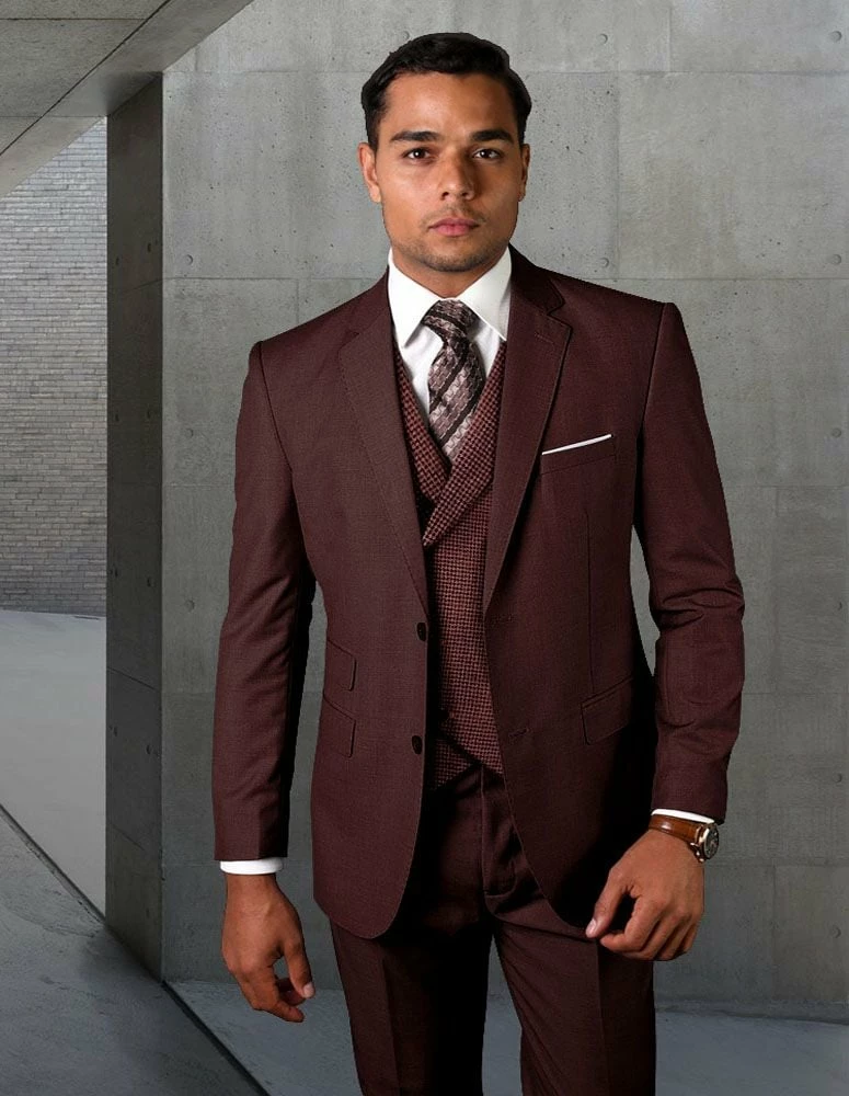 Statement Men's 3 Piece Unique Fashion Suit - Textured Vest 3 Statement Men's 3 Piece Unique Fashion Suit - Textured Vest