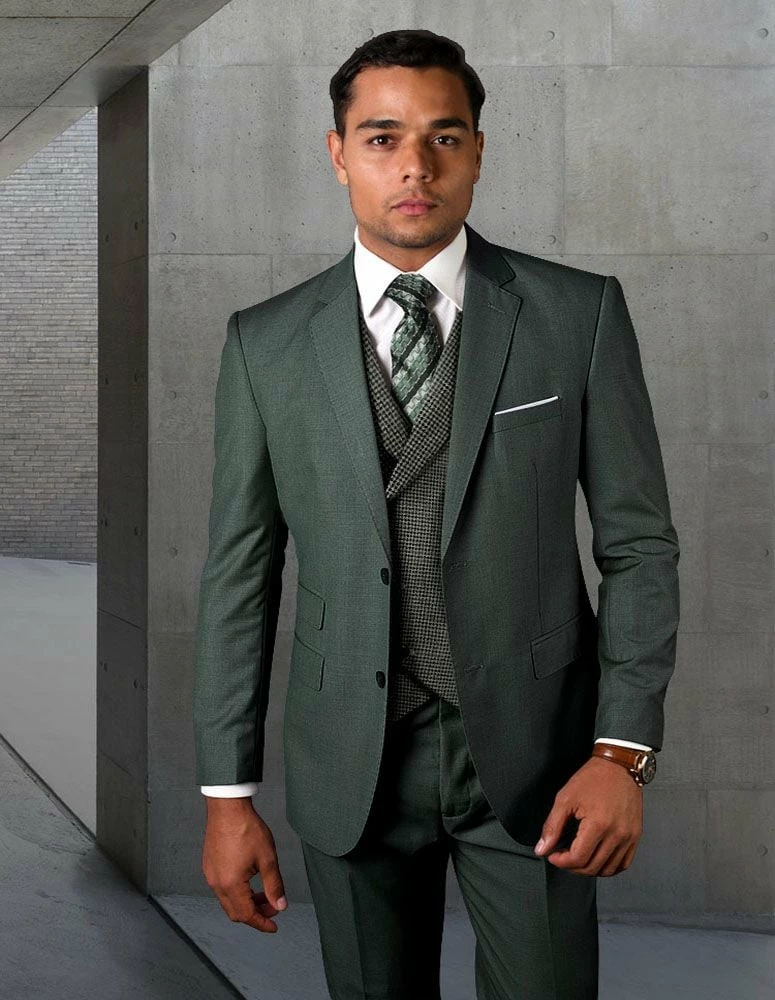 Statement Men's 3 Piece Unique Fashion Suit - Textured Vest 5 Statement Men's 3 Piece Unique Fashion Suit - Textured Vest - Image 3