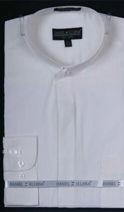 Daniel Ellissa Men's Banded Collar Dress Shirt - Solid Color