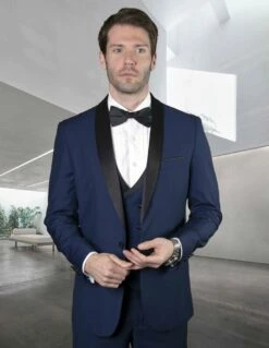 Statement Men's 3 Piece Wool Tuxedo - Classic Tuxedo -Empire Shop mgm sapphire