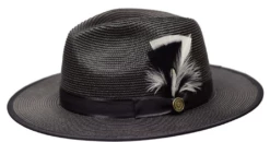 Bruno Capelo Men's Fedora Style Straw Hat - Flat Brim Hat