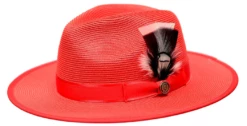 Bruno Capelo Men's Fedora Style Straw Hat - Flat Brim Hat 11 Bruno Capelo Men's Fedora Style Straw Hat - Flat Brim Hat -Empire Shop michaelangelo red