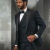 Statement Men's 3 Piece Unique Fashion Suit - Textured Zigzag -Empire Shop mirage black