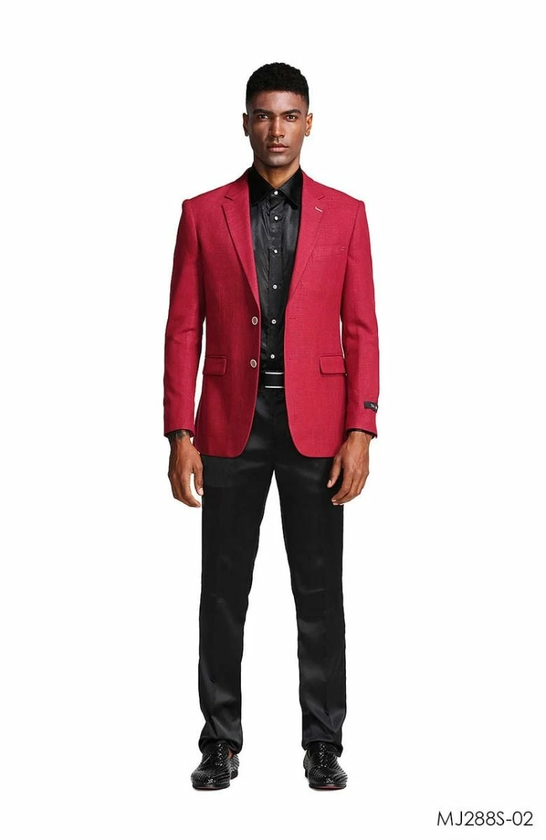 Tazio Men's Slim Fit Fashion Sport Coat - Bold Solid Color 4 Tazio Men's Slim Fit Fashion Sport Coat - Bold Solid Color - Image 2