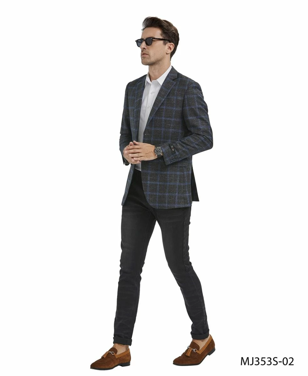 Tazio Men's Classic Fashion Sport Coat - Plaid Pattern 4 Tazio Men's Classic Fashion Sport Coat - Plaid Pattern - Image 2