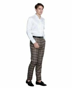 Tazio Men's Skinny Fit Pants - Glen Check -Empire Shop mp111sk 01un 68118