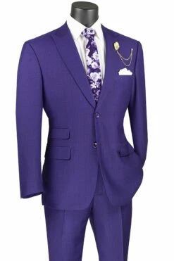 Vinci Men's 2 Piece Modern Fit Suit - Light Windowpane 9 Vinci Men's 2 Piece Modern Fit Suit - Light Windowpane -Empire Shop mrw 1 purple web