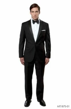 Bryan Michaels Men's 2pc Slim Fit Tuxedo - Satin Lapel With Trim