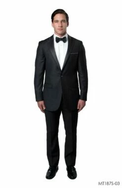 Bryan Michaels Men's 2pc Slim Fit Tuxedo - Satin Lapel With Trim -Empire Shop mt187s 03 bl 77853
