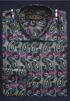 Daniel Ellissa Men's Fashion Dress Shirt - Teardrop Swirl Pattern -Empire Shop multi