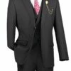 Vinci Men's 3 Piece Modern Fit Suit - Bold Solid Colors -Empire Shop mv2tr black
