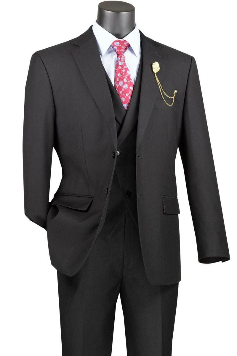 Vinci Men's 3 Piece Modern Fit Suit - Bold Solid Colors 3 Vinci Men's 3 Piece Modern Fit Suit - Bold Solid Colors
