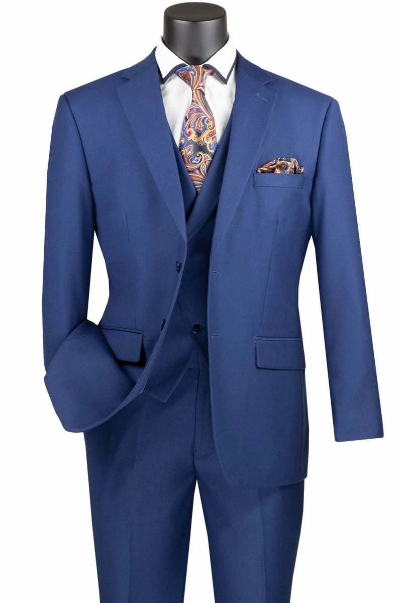 Vinci Men's 3 Piece Modern Fit Suit - Bold Solid Colors 5 Vinci Men's 3 Piece Modern Fit Suit - Bold Solid Colors - Image 3