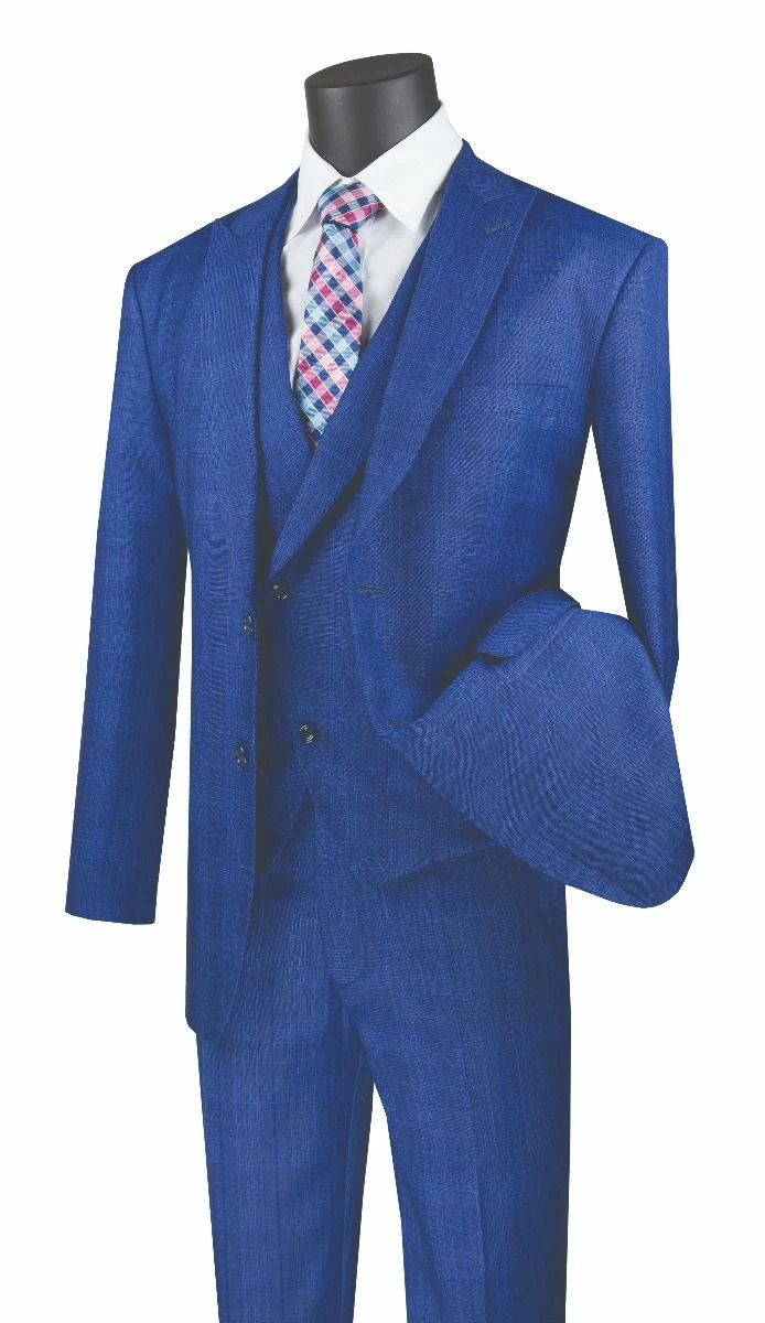 Vinci Men's 3 Piece Modern Fit Suit - Stylish Vest 3 Vinci Men's 3 Piece Modern Fit Suit - Stylish Vest