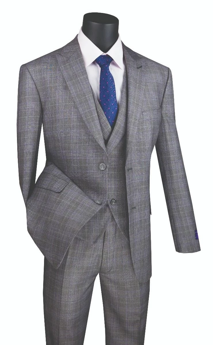 Vinci Men's 3 Piece Modern Fit Suit - Stylish Vest 4 Vinci Men's 3 Piece Modern Fit Suit - Stylish Vest - Image 2