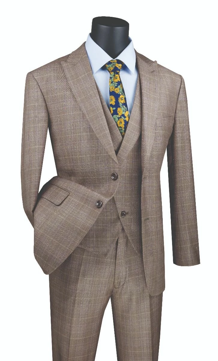 Vinci Men's 3 Piece Modern Fit Suit - Stylish Vest 5 Vinci Men's 3 Piece Modern Fit Suit - Stylish Vest - Image 3