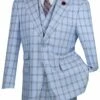 Vinci Men's 3 Piece Modern Fit Suit - Bold Windowpane 2 Vinci Men's 3 Piece Modern Fit Suit - Bold Windowpane -Empire Shop mv2w 2 light blue jpg 800x1200 1
