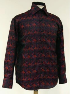 Daniel Ellissa Men's Fashion Dress Shirt - Teardrop Swirl Pattern -Empire Shop navy red 1