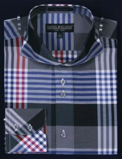 Daniel Ellissa Men's Fashion Dress Shirt - Multi Checker -Empire Shop navy 7