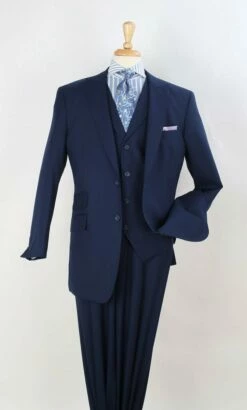 Apollo King Men's 3pc 100% Wool Suit - Fashion Peak Lapel