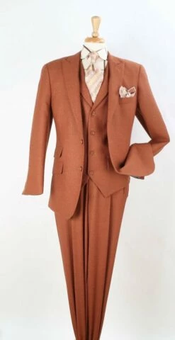 Apollo King Men's Outlet 3pc 100% Wool Suit - Fashion Peak Lapel
