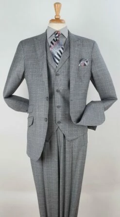 Apollo King Men's 3pc 100% Wool Fashion Suit - Stylish Peak Lapel -Empire Shop nsh6