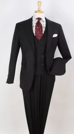 Apollo King Men's 3pc 100% Wool Fashion Suit - Flat Front Pants