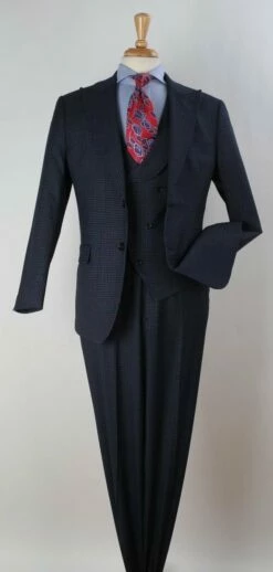 Apollo King Men's 3pc 100% Wool Fashion Suit - Flat Front Pants -Empire Shop nu4