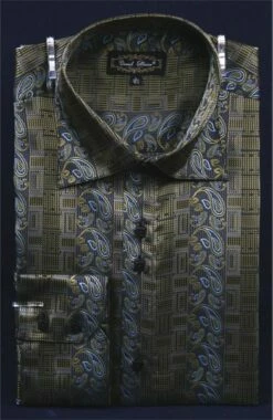 Daniel Ellissa Men's Fashion Dress Shirt - Complex Varied Pattern -Empire Shop olive 19 1