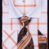 Daniel Ellissa Men's French Cuff Dress Shirt Set - Spread Collar -Empire Shop orange 1