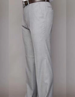 Statement Men's 100% Wool Dress Pants - Flat Front Slacks -Empire Shop pa 200b grey