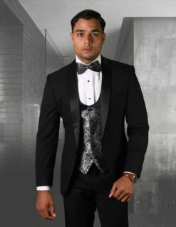 Statement Men's 3 Piece Wool Tuxedo - Fashion Vest