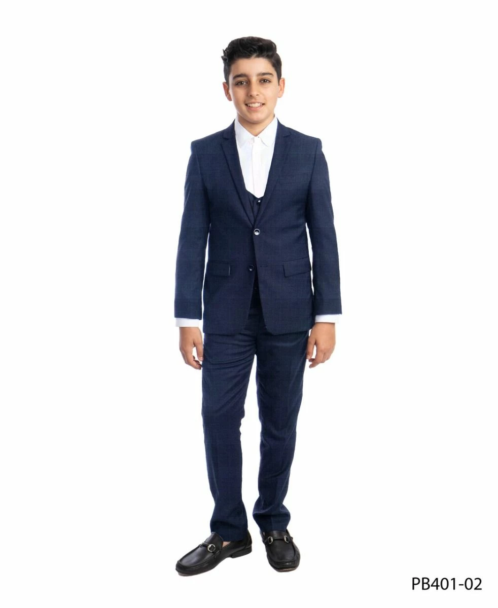 Perry Ellis Boy's 3 Piece Fashion Suit - U Shaped Vest 4 Perry Ellis Boy's 3 Piece Fashion Suit - U Shaped Vest - Image 2
