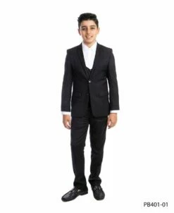 Perry Ellis Boy's 3 Piece Fashion Suit - U Shaped Vest 8 Perry Ellis Boy's 3 Piece Fashion Suit - U Shaped Vest -Empire Shop pb401darkgrey