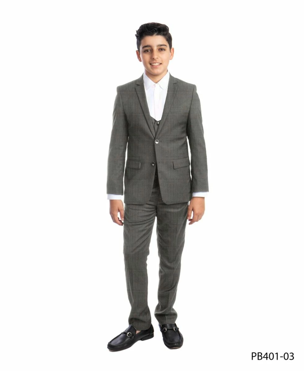 Perry Ellis Boy's 3 Piece Fashion Suit - U Shaped Vest 6 Perry Ellis Boy's 3 Piece Fashion Suit - U Shaped Vest - Image 4